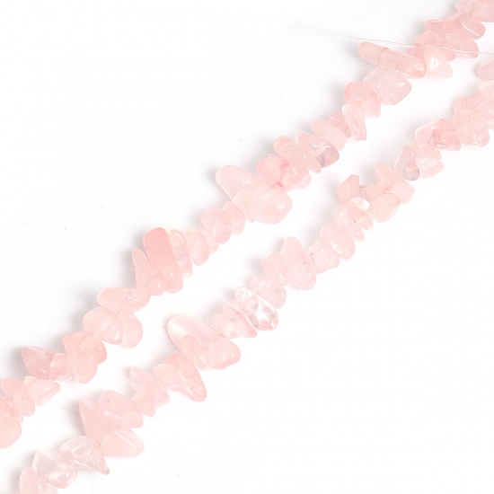 Picture of Crystal ( Natural) Chip Beads Irregular Pink About 14mm x10mm( 4/8" x 3/8") - 8mm x4mm( 3/8" x 1/8") Size: M, Hole: Approx 1mm, 85cm(33 4/8") long, 5 Strands (Approx 200 - 180 PCs/Strand)