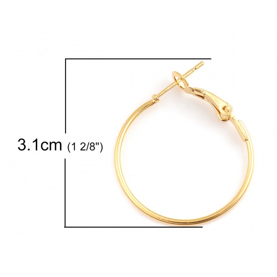 Immagine di Lega di Zinco orecchino cerchio Oro Placcato 31mm x 25mm, Diametro Filo: (20 misura), 4 Pz