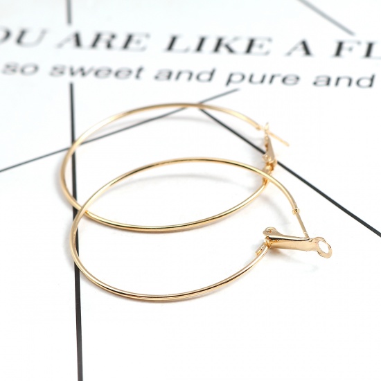 Picture of Zinc Based Alloy Hoop Earrings Findings Gold Plated 53mm x 48mm, Post/ Wire Size: (20 gauge), 4 PCs