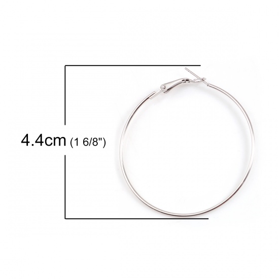 Picture of Zinc Based Alloy Hoop Earrings Findings Silver Tone 53mm x 48mm, Post/ Wire Size: (20 gauge), 4 PCs