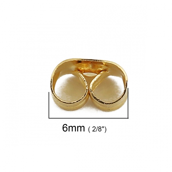 Picture of 316 Stainless Steel Ear Nuts Post Stopper Earring Findings Butterfly Animal Gold Plated 6mm( 2/8") x 4mm( 1/8"), 50 PCs