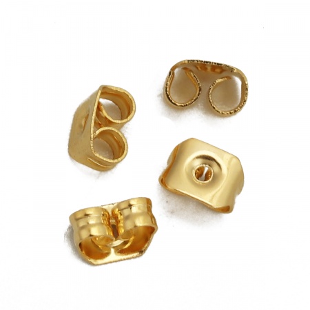 Picture of 316 Stainless Steel Ear Nuts Post Stopper Earring Findings Butterfly Animal Gold Plated 5mm( 2/8") x 4mm( 1/8"), 50 PCs