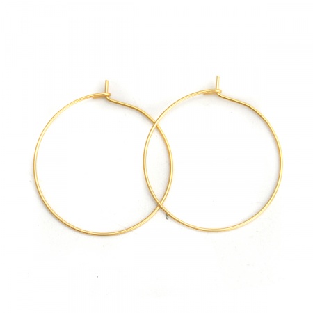 Picture of 316 Stainless Steel Hoop Earrings Gold Plated 33mm(1 2/8") x 30mm(1 1/8"), Post/ Wire Size: (21 gauge), 10 PCs