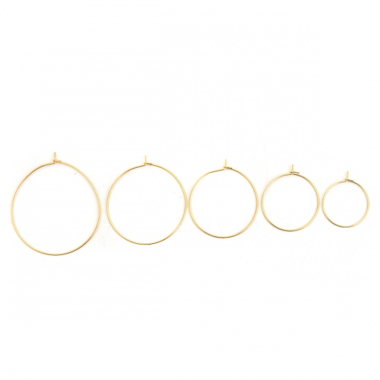 Picture of 316 Stainless Steel Hoop Earrings Gold Plated 33mm(1 2/8") x 30mm(1 1/8"), Post/ Wire Size: (21 gauge), 10 PCs