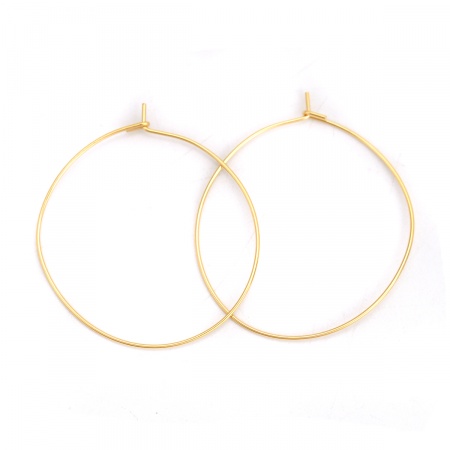 Picture of 316 Stainless Steel Hoop Earrings Gold Plated 38mm(1 4/8") x 35mm(1 3/8"), Post/ Wire Size: (21 gauge), 10 PCs
