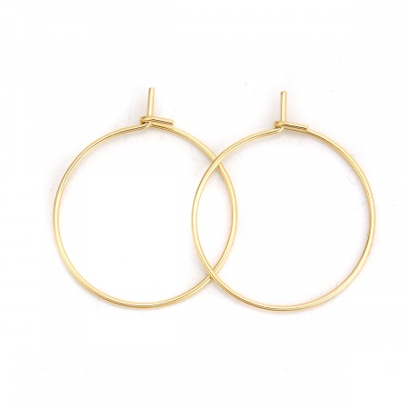 Picture of 316 Stainless Steel Hoop Earrings Gold Plated 24mm(1") x 20mm( 6/8"), Post/ Wire Size: (21 gauge), 20 PCs