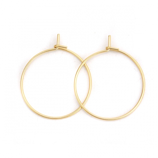 Picture of 316 Stainless Steel Hoop Earrings Gold Plated 24mm(1") x 20mm( 6/8"), Post/ Wire Size: (21 gauge), 20 PCs