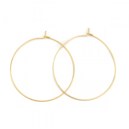 Picture of 316 Stainless Steel Hoop Earrings Gold Plated 44mm(1 6/8") x 40mm(1 5/8"), Post/ Wire Size: (21 gauge), 10 PCs