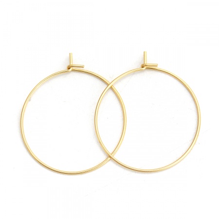 Picture of 316 Stainless Steel Hoop Earrings Gold Plated 28mm(1 1/8") x 25mm(1"), Post/ Wire Size: (21 gauge), 10 PCs
