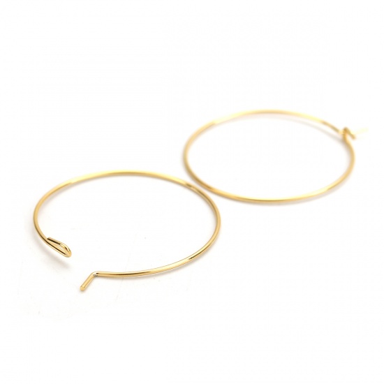 Picture of 316 Stainless Steel Hoop Earrings Gold Plated 28mm(1 1/8") x 25mm(1"), Post/ Wire Size: (21 gauge), 10 PCs