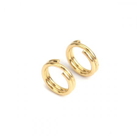 Picture of 50 PCs 6mm Dia., 0.7mm(21 gauge) 316 Stainless Steel Double Split Jump Rings Findings For Jewelry Making Gold Plated Round