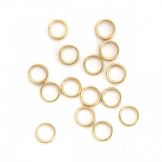 Picture of 0.7mm 316 Stainless Steel Double Split Jump Rings Findings Round Gold Plated 5mm Dia., 500 PCs