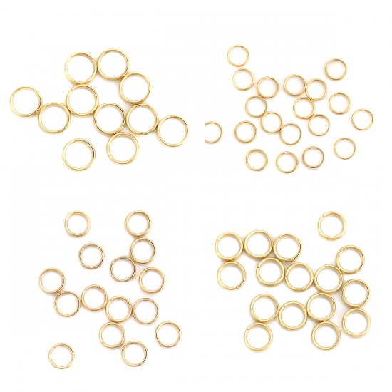 Picture of 0.7mm 316 Stainless Steel Double Split Jump Rings Findings Round Gold Plated 6mm Dia., 50 PCs