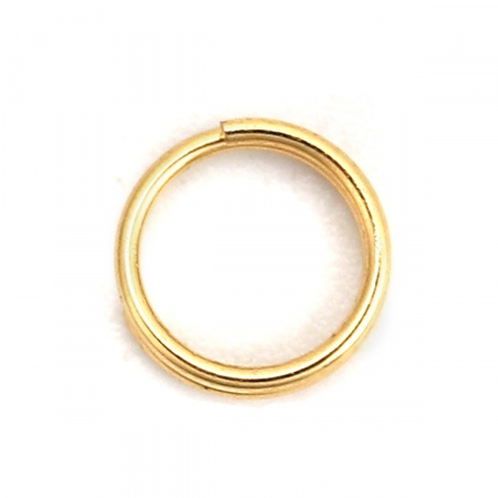 Picture of 50 PCs 5mm Dia., 0.5mm(24 gauge) 316 Stainless Steel Double Split Jump Rings Findings For Jewelry Making Gold Plated Round