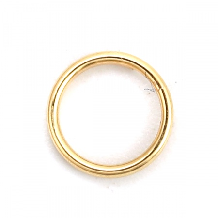 Picture of 30 PCs 8mm Dia., 0.7mm(21 gauge) 316 Stainless Steel Double Split Jump Rings Findings For Jewelry Making Gold Plated Round
