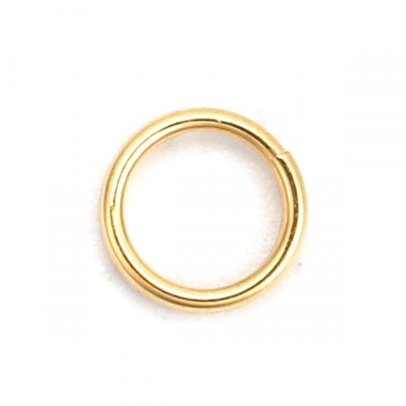 Picture of 50 PCs 6mm Dia., 0.7mm(21 gauge) 316 Stainless Steel Double Split Jump Rings Findings For Jewelry Making Gold Plated Round