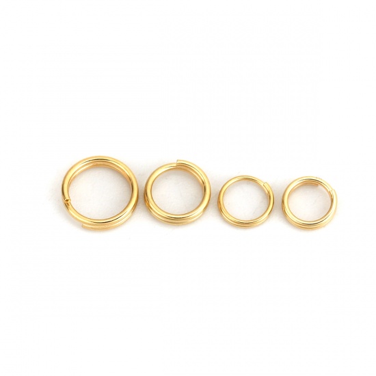Picture of 0.7mm 316 Stainless Steel Double Split Jump Rings Findings Round Gold Plated 6mm( 2/8") Dia., 50 PCs