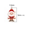 Picture of Zinc Based Alloy Pendants Christmas Santa Claus Gold Plated White & Red Clear Rhinestone Enamel 30mm(1 1/8") x 17mm( 5/8"), 10 PCs