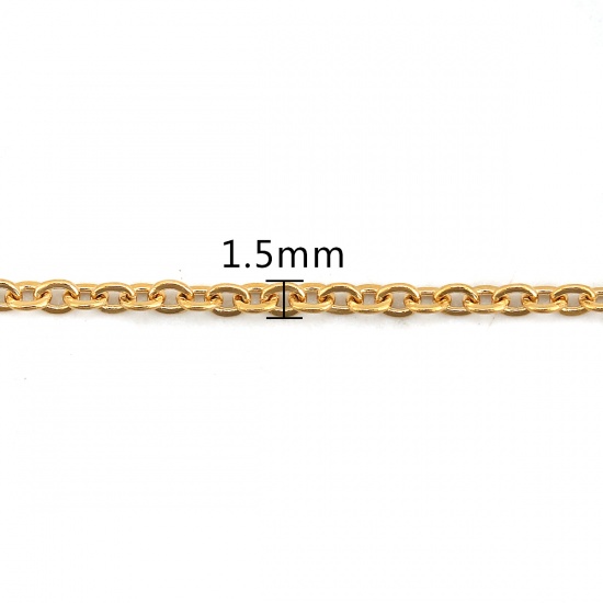 Изображение 304 Нержавеющая Сталь Позолоченные цепочки Ожерелья Позолоченный 41см Длина, Цепь 2x1.5мм, 5 ШТ
