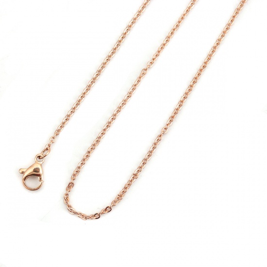 Picture of 304 Stainless Steel Link Cable Chain Necklace Rose Gold 41cm(16 1/8") long, Chain Size: 2x1.5mm( 1/8" x1.5mm), 5 PCs