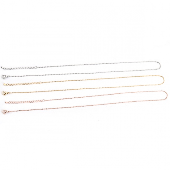 Picture of 304 Stainless Steel Link Cable Chain Necklace Rose Gold 41cm(16 1/8") long, Chain Size: 2x1.5mm( 1/8" x1.5mm), 5 PCs