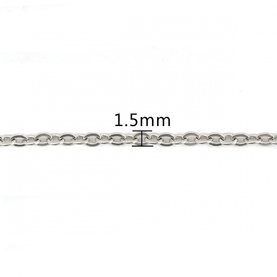 Bild von 304 Edelstahl Gliederkette Kette Halskette Silberfarbe 46cm lang, Kettengröße: 2x1.5mm, 5 Strange