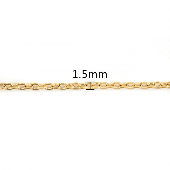 Picture of 304 Stainless Steel Link Cable Chain Necklace Gold Plated 46cm(18 1/8") long, Chain Size: 2x1.5mm( 1/8" x1.5mm), 5 PCs