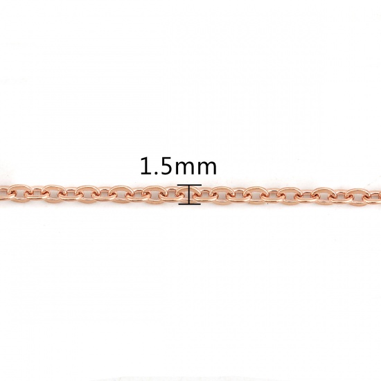 Picture of 304 Stainless Steel Link Cable Chain Necklace Rose Gold 46cm(18 1/8") long, Chain Size: 2x1.5mm( 1/8" x1.5mm), 5 PCs