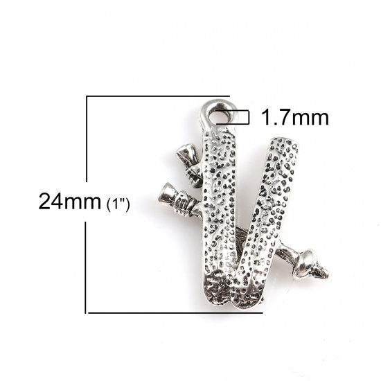 Picture of Zinc Based Alloy Charms Ski Board Antique Silver Color 24mm x 19mm, 10 PCs