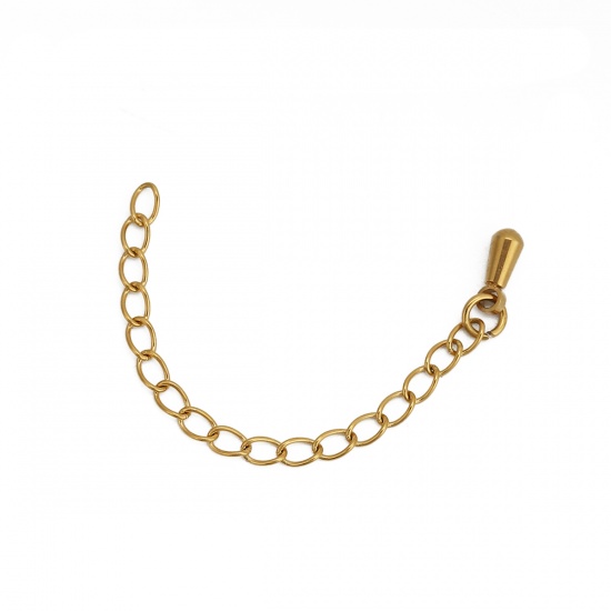 Immagine di 316L Acciaio inossidabile Estensione Catene Per Bracciale Collana Gioielli Oro Placcato Goccia 6cm Lunghezza, Lunghezza catena utile: 5cm, 5 Pz