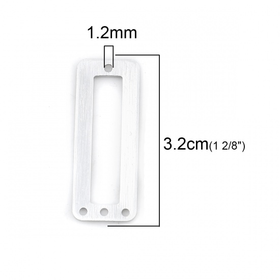 Bild von Aluminiumlegierung Verbinder Rechteck Silberfarbe 32mm x 12mm, 10 Stück