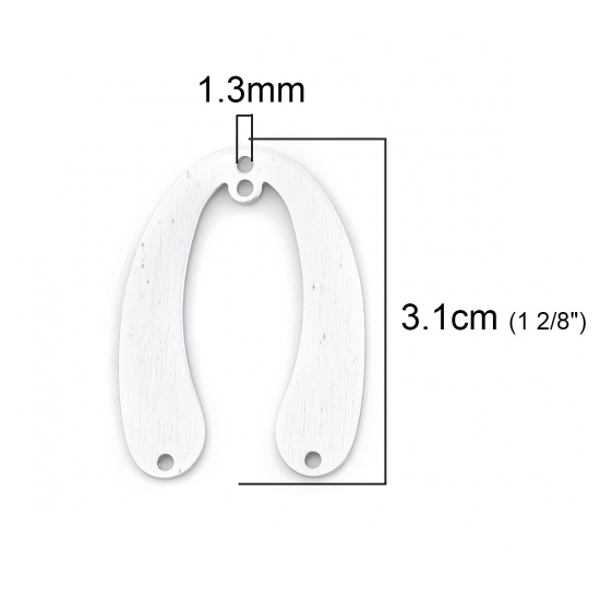 Image de Connecteurs en Alliage d'Aluminium Empreintes de Cheval Argent Mat 31mm x 23mm, 5 Pcs