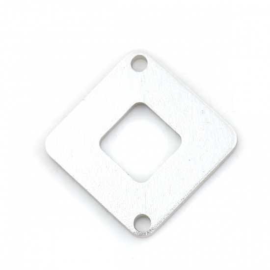 Image de Connecteurs en Alliage d'Aluminium Losange Argent Mat 24mm x 24mm, 10 Pcs