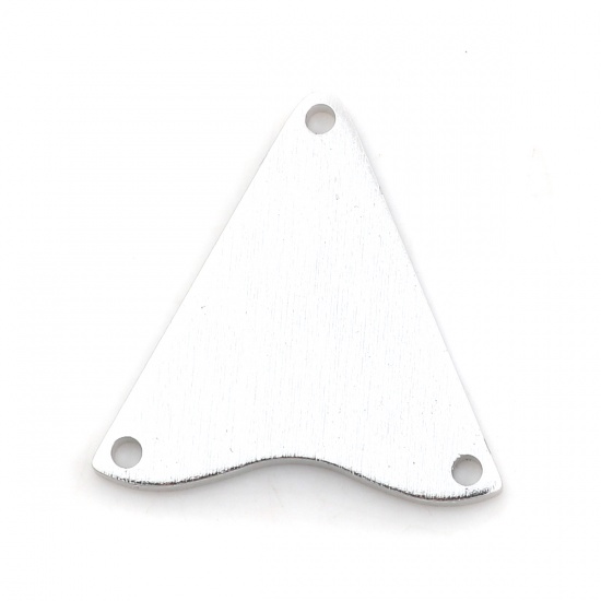 Immagine di Lega di Alluminio Connettore Accessori Triangolo Tono Argento 28mm x 28mm, 5 Pz