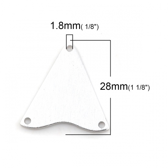 Immagine di Lega di Alluminio Connettore Accessori Triangolo Tono Argento 28mm x 28mm, 5 Pz