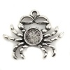 Picture of Zinc Based Alloy Ocean Jewelry Pendants Crab Animal Antique Silver Color Cabochon Settings (Fits 10mm Dia.) 38mm x 31mm, 5 PCs