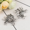 Picture of Zinc Based Alloy Ocean Jewelry Pendants Crab Animal Antique Silver Color Cabochon Settings (Fits 10mm Dia.) 38mm x 31mm, 5 PCs