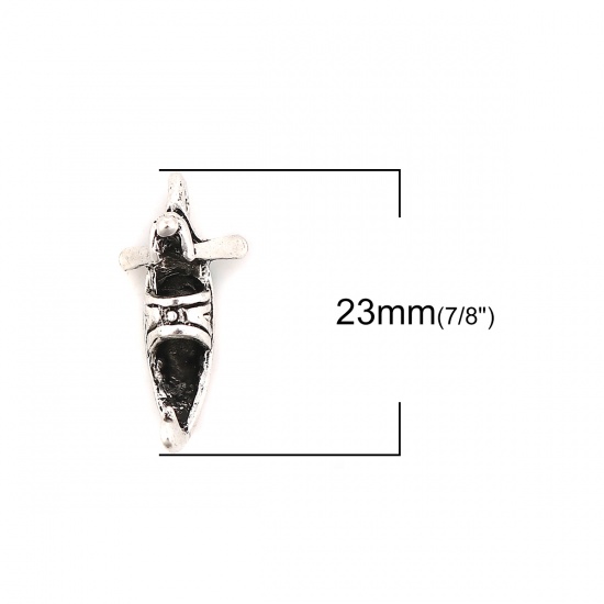 Picture of Zinc Based Alloy Travel Charms Boat Antique Silver 23mm( 7/8") x 10mm( 3/8"), 10 PCs