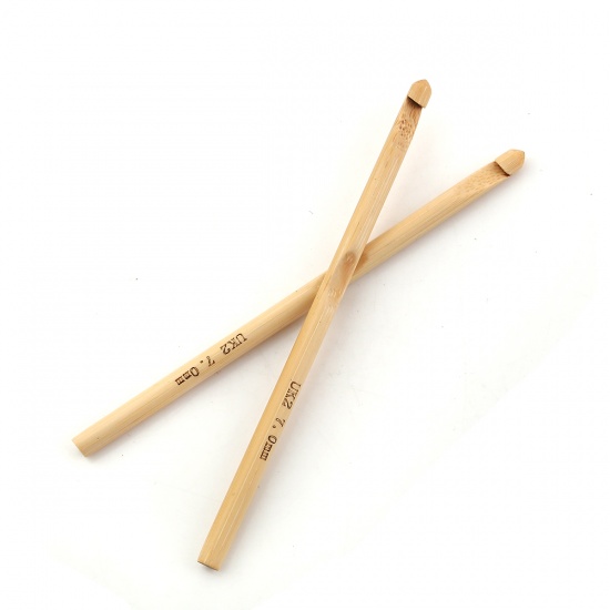Imagen de (UK2 7.0mm) Bambú Agujas de ganchillo de Natural , 15cm longitud, 2 Unidades