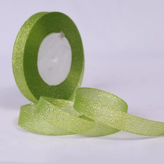 Immagine di Fibra Chimica Nastri & Fiocchi Chartreuse Brillio 15mm, 1 Rotolo (Circa 25 Yard/Rotolo)