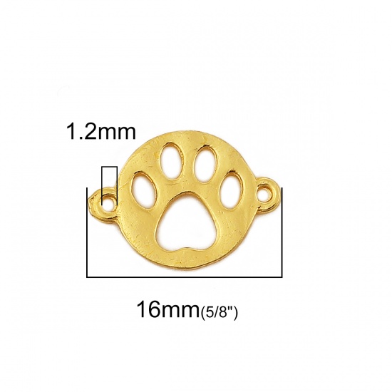 Immagine di Lega di Zinco Connettore Accessori Zampa del cane Oro Placcato Tondo Disegno 16mm x 12mm, 20 Pz