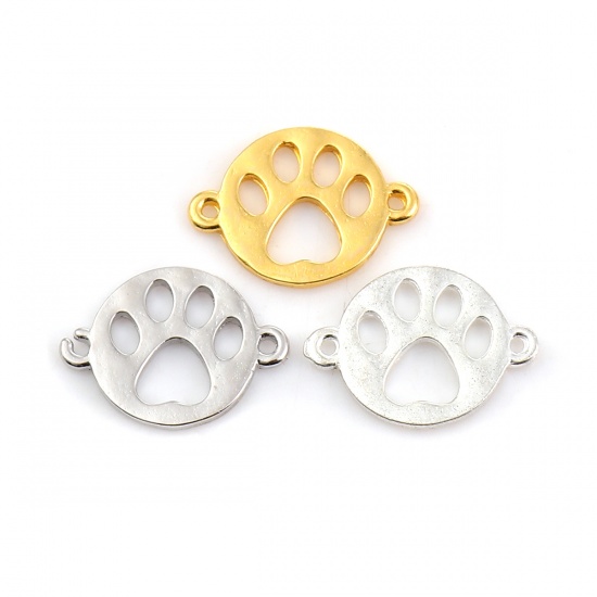 Immagine di Lega di Zinco Connettore Accessori Zampa del cane Oro Placcato Tondo Disegno 16mm x 12mm, 20 Pz