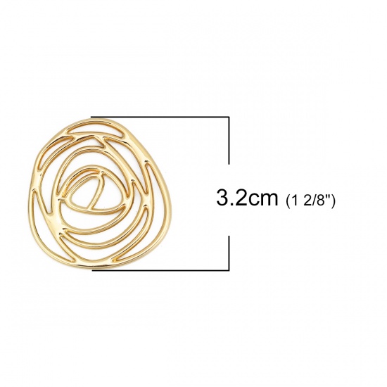 Picture of Zinc Based Alloy Connectors Rose Flower Gold Plated 32mm x 30mm, 10 PCs