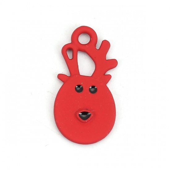 Picture of Zinc Based Alloy Charms Christmas Reindeer Red 22mm( 7/8") x 11mm( 3/8"), 10 PCs