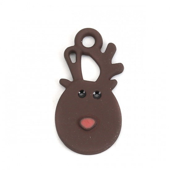 Picture of Zinc Based Alloy Charms Christmas Reindeer Coffee 22mm( 7/8") x 11mm( 3/8"), 10 PCs