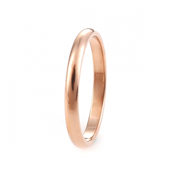 Picture of 316 Stainless Steel Unadjustable Rings 18K Rose Gold Color Round 15.7mm(US Size 5), 5 PCs