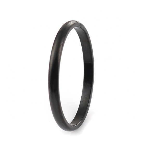 Picture of 316 Stainless Steel Unadjustable Rings Black Round 19.1mm( 6/8")(US Size 9.25), 5 PCs