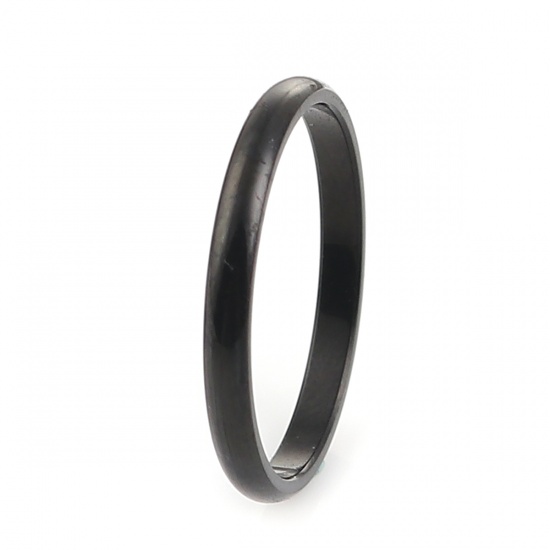Picture of 316 Stainless Steel Unadjustable Rings Black Round 16.5mm( 5/8")(US Size 6), 5 PCs