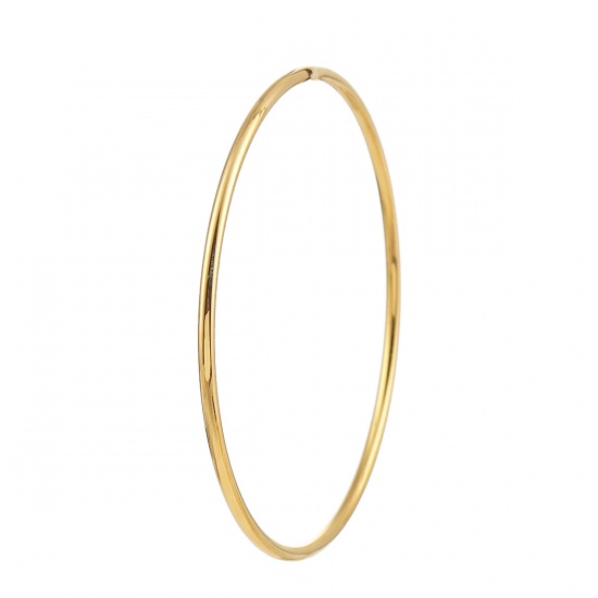Picture of Stainless Steel Bangles Bracelets Gold Plated Round 18.5cm(7 2/8") long, 1 Piece