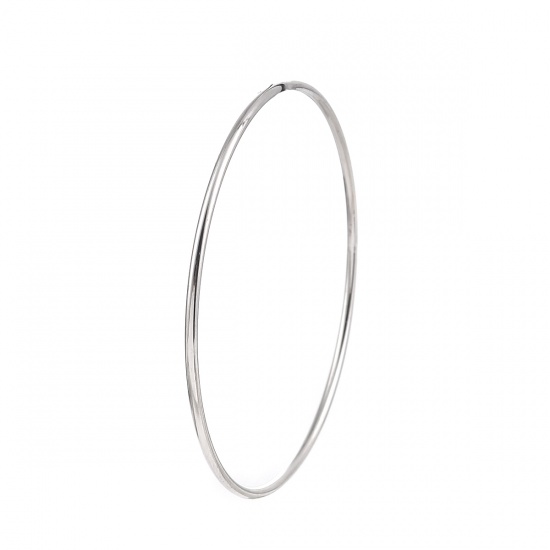 Picture of Stainless Steel Bangles Bracelets Silver Tone Round 22cm(8 5/8") long, 1 Piece